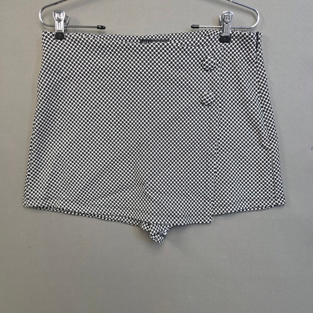 Haute Monde Skort Women's Houndstooth Plaid Mini Skirt Shorts Black White L